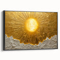 Framed abstract landscape wall art showcasing a blend of earthy tones and bold brush strokes, displayed with a sleek black frame, perfect for modern home decor.