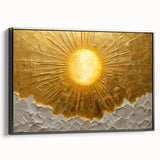 Framed abstract landscape wall art showcasing a blend of earthy tones and bold brush strokes, displayed with a sleek black frame, perfect for modern home decor.