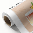 Art Deco style poster depicting food and drinks in muted pastel tones on rolled canvas, ideal for nursery wall art.