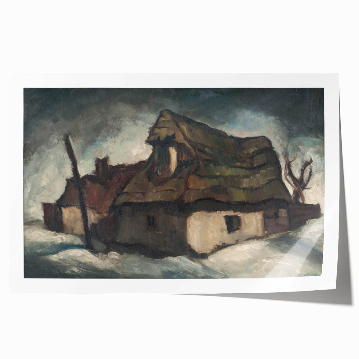 Rustic Cottages - Moody Modern Wall Art in Earthy, Dark Tones