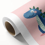 Adorable Blue Dinosaur Girls Room Wall Art - Nursery Wall Decor