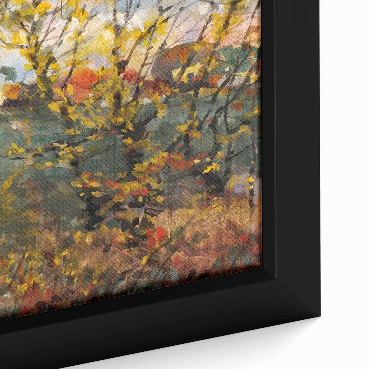 Extra large black wall art on canvas featuring a textured, colorful abstract design, ideal for living room decor.