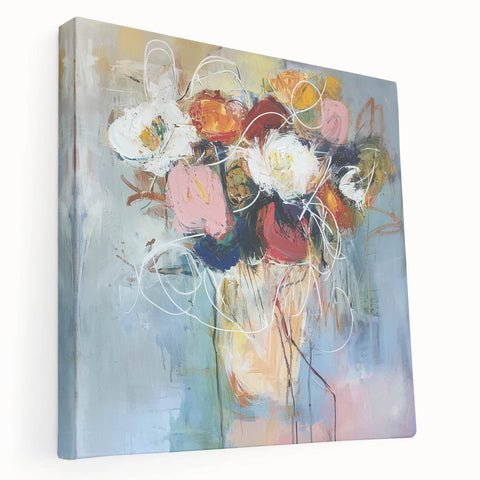 Framed Dining Room Prints – Colorful Abstract Floral Bouquet