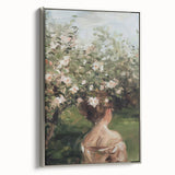 Framed abstract figurative canvas artwork with a silver frame, showcasing vibrant colors and intricate details, ideal for modern home decor and artistic expression.