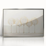 Framed abstract landscape artwork in silver acrylic, showcasing vibrant colors and dynamic shapes, ideal for modern home decor and enhancing interior spaces.