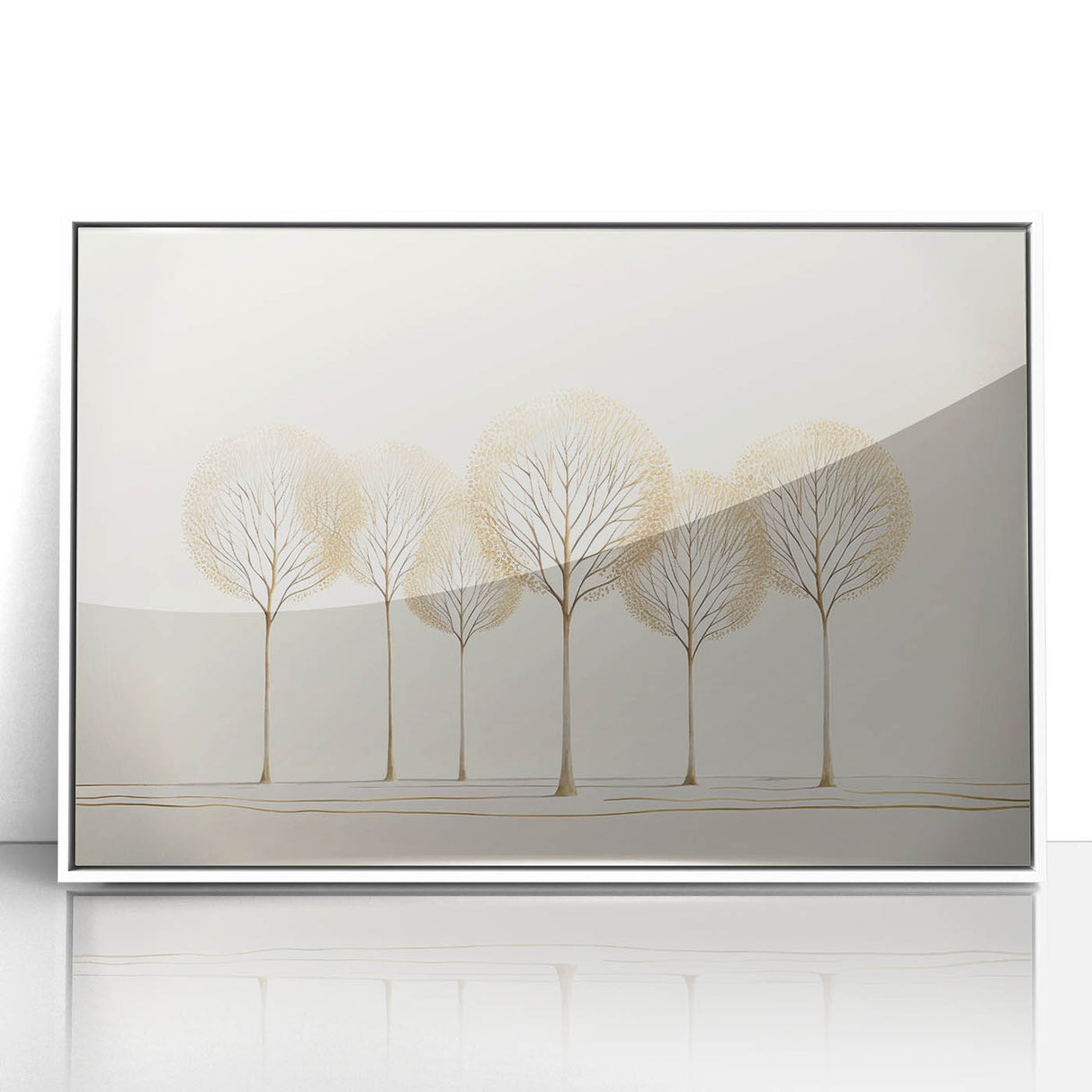 Framed acrylic art piece showcasing an abstract landscape design with vibrant colors, set against a white background, perfect for modern home decor.