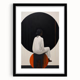 Minimalist abstract wall art framed in black with a white mat, showcasing geometric shapes and soft colors, ideal for modern home decor.