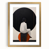 Abstract minimalist wall art framed in gold, featuring a clean design with a white mat, ideal for modern decor and enhancing interior aesthetics.