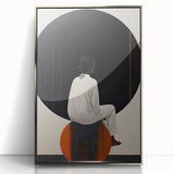 Abstract minimalist wall art featuring a sleek silver frame, showcasing geometric shapes and soft color gradients, perfect for modern decor enhancement.