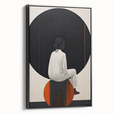 Abstract minimalist wall art framed canvas showcasing a sleek black design, viewed from the side, ideal for modern home decor or office spaces.