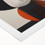 Abstract minimalist wall art print on rolled canvas, showcasing soft pastel colors and geometric shapes, elegantly packaged in a protective cardboard tube.
