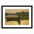 Realism Art Prints - Peaceful Sunset River Scene with Boat on Canvas