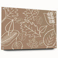 Large abstract wall art depicting autumn trees in orange and red hues on acrylic glass.