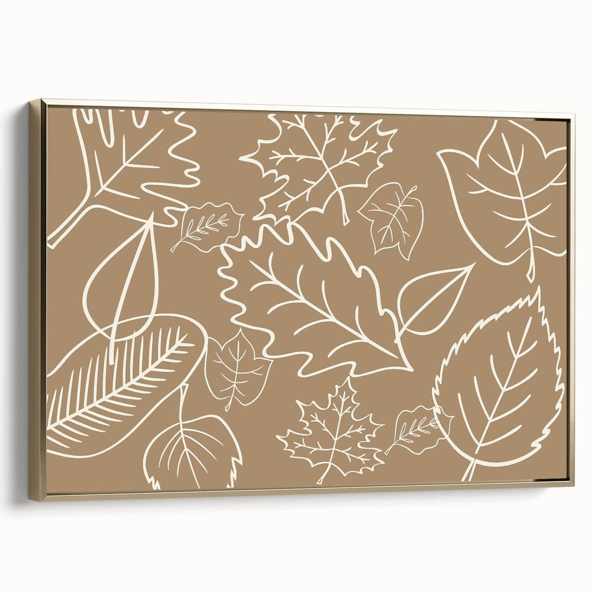 Framed canvas depicting a vintage-style landscape with autumnal trees in gold and black tones, ideal for bedroom wall decor.