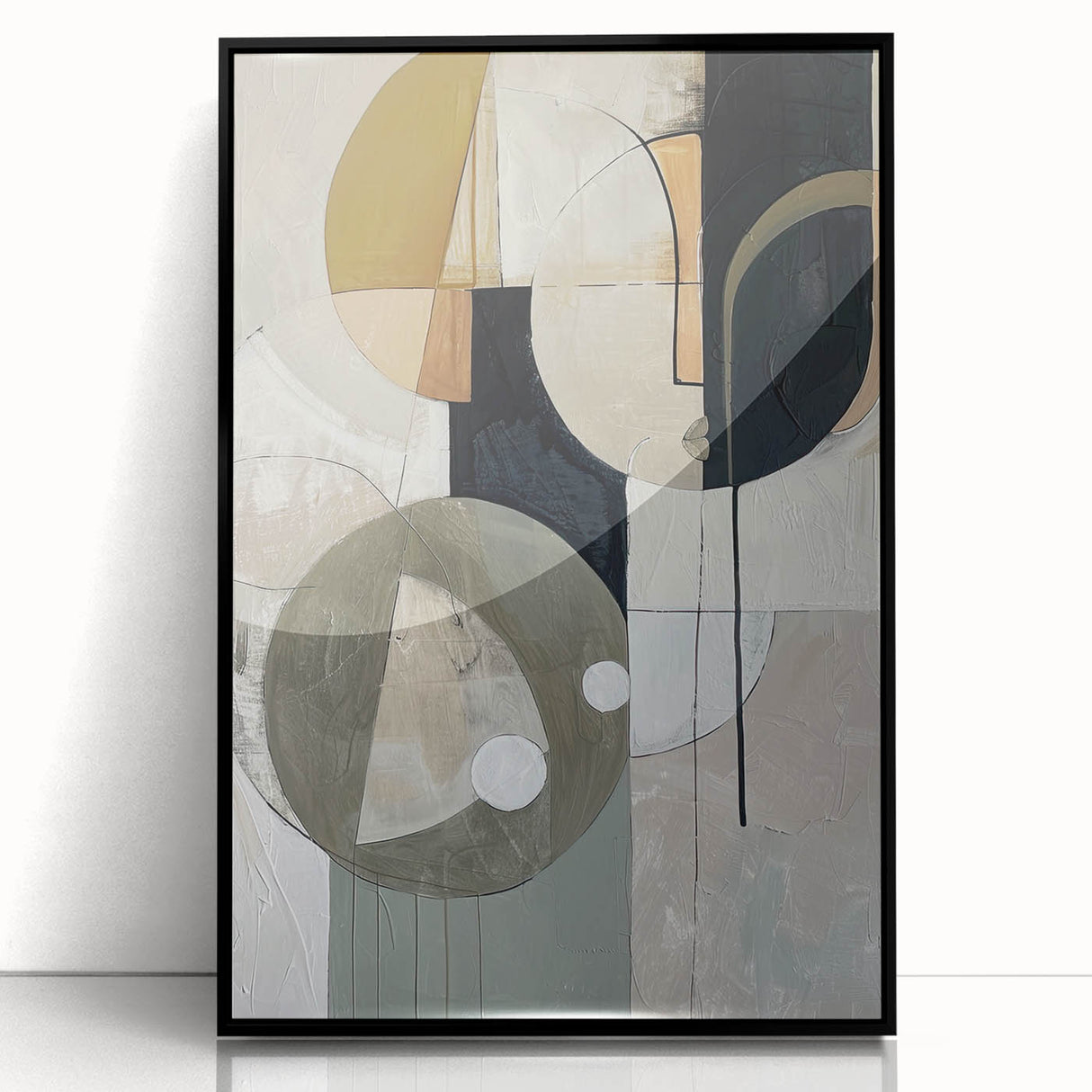 Modern Dining Room Art – Geometric Black and Gold Abstract