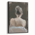 Framed abstract figurative wall art on black canvas, showcasing a dynamic blend of colors and shapes, ideal for modern home décor. Perfect for adding a contemporary touch to living spaces.