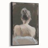 Framed abstract figurative wall art on black canvas, showcasing a dynamic blend of colors and shapes, ideal for modern home décor. Perfect for adding a contemporary touch to living spaces.
