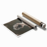 Abstract figurative rolled print showcasing vibrant colors and intricate shapes, designed for modern decor. Packaged securely in a durable cardboard tube for safe delivery.