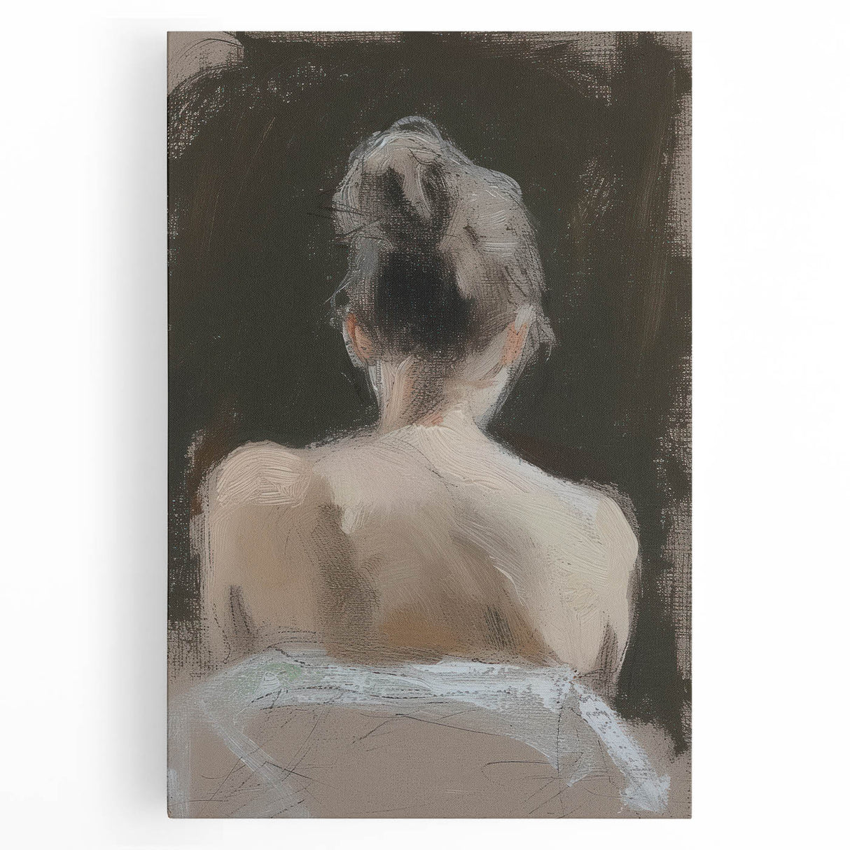 Abstract figurative stretched canvas artwork showcasing vibrant colors and dynamic shapes, ideal for modern home decor as a statement piece.