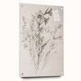 Abstract floral acrylic design displayed on a glass panel, showcasing vibrant colors and intricate patterns, complemented by decorative pins for a modern aesthetic.
