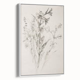 Framed canvas artwork showcasing abstract floral patterns in soft pastels, presented in a sleek white frame, ideal for modern home decor.