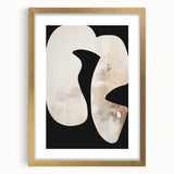 Abstract minimalist wall art featuring a gold-framed design with a mat, showcasing elegant lines and shapes perfect for modern home decor. Ideal for enhancing contemporary interiors.