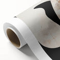 Abstract minimalist wall art on rolled canvas showcasing soft pastel colors and geometric shapes, elegantly packaged in a protective cardboard tube for shipping.