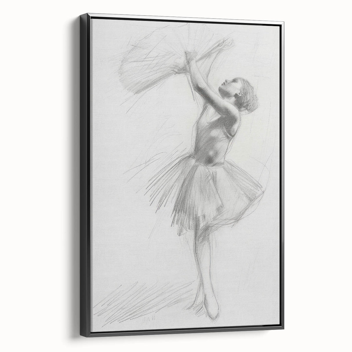 Abstract figurative framed canvas artwork showcasing a modern design with bold colors and intricate patterns, viewed from the side to highlight its depth and texture.