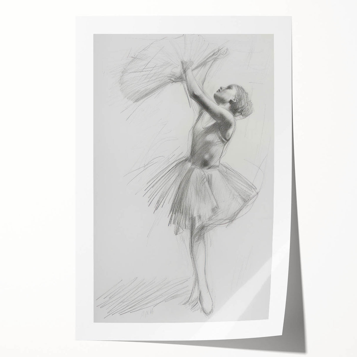 Abstract figurative art print showcasing vibrant colors and dynamic shapes, elegantly rolled for easy display, highlighting contemporary artistic expression.