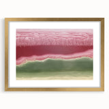 Abstract landscape artwork framed in gold with a mat, showcasing vibrant colors and intricate details. Ideal for enhancing modern home decor or office spaces.