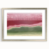 Abstract landscape frame with a silver mat, showcasing a serene mountain view and soft pastel colors, ideal for modern home decor and art enthusiasts.
