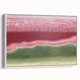 Framed abstract landscape canvas art displaying a serene blend of soft blues and greens, showcasing a modern aesthetic. Ideal for enhancing contemporary home decor.