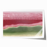 Abstract landscape print showcasing vibrant colors and fluid shapes, rolled for easy transport, perfect for modern home decor enthusiasts. Ideal for adding artistic flair to any space.