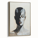 Abstract minimalist wall art framed canvas showcasing a gold-toned design, viewed from the side to highlight its sleek profile and elegant finish, perfect for modern decor.