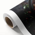 Art deco poster of assorted colorful fruits on rolled canvas, ideal for nursery wall art or dining room decor.