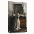 Abstract figurative acrylic artwork displayed from the side, showcasing vibrant colors and intricate details, mounted with pins for a modern aesthetic.