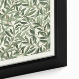 Close-up of a framed abstract floral canvas artwork showcasing vibrant colors, intricate details, and a modern design, perfect for contemporary home decor.