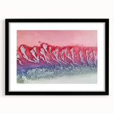 Abstract landscape artwork framed in sleek black, showcasing vibrant colors and intricate textures, ideal for modern home decor or office settings.