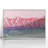 Framed acrylic artwork displaying a vibrant abstract landscape in shades of blue and green, set against a sleek white frame, perfect for modern home decor.