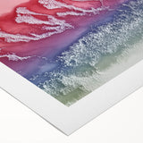 Abstract landscape rolled canvas artwork showcasing vibrant hues of blue, green, and orange, perfect for modern home decor. Ideal for art enthusiasts seeking unique wall accents.
