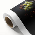 Art Deco style poster of vibrant colored fruits on rolled canvas, ideal for nursery wall art or dining room decor.