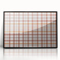 Large abstract wall art featuring warm autumn colors in a mid-century modernist style, framed in black acrylic.