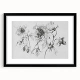 Abstract floral design framed in black, showcasing vibrant colors and intricate patterns, perfect for modern home decor. Ideal for enhancing living spaces with elegance.