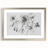 Abstract floral frame with a silver mat showcasing vibrant, colorful blooms against a textured background, ideal for modern home decor and art enthusiasts.