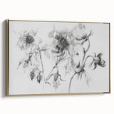 Abstract floral canvas artwork framed in gold, showcasing vibrant colors and intricate designs, perfect for modern home decor. The side view highlights its elegant finish and artistic details.