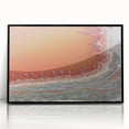 Framed acrylic artwork showcasing an abstract landscape in vibrant colors, set against a sleek black frame, perfect for modern home decor.