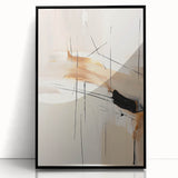 Framed abstract minimalist wall art in black acrylic, showcasing geometric shapes and clean lines, perfect for modern decor in contemporary settings.