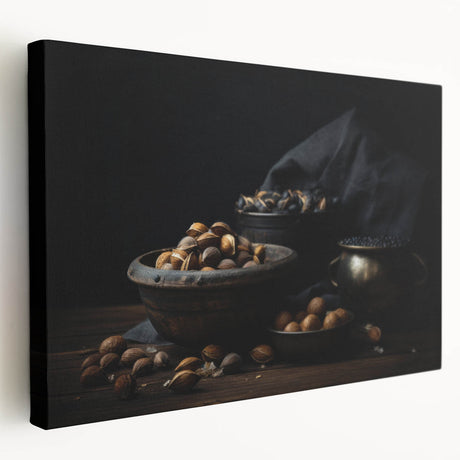 Large canvas depicting an assortment of fruits in vibrant colors, suitable for kitchen wall art.