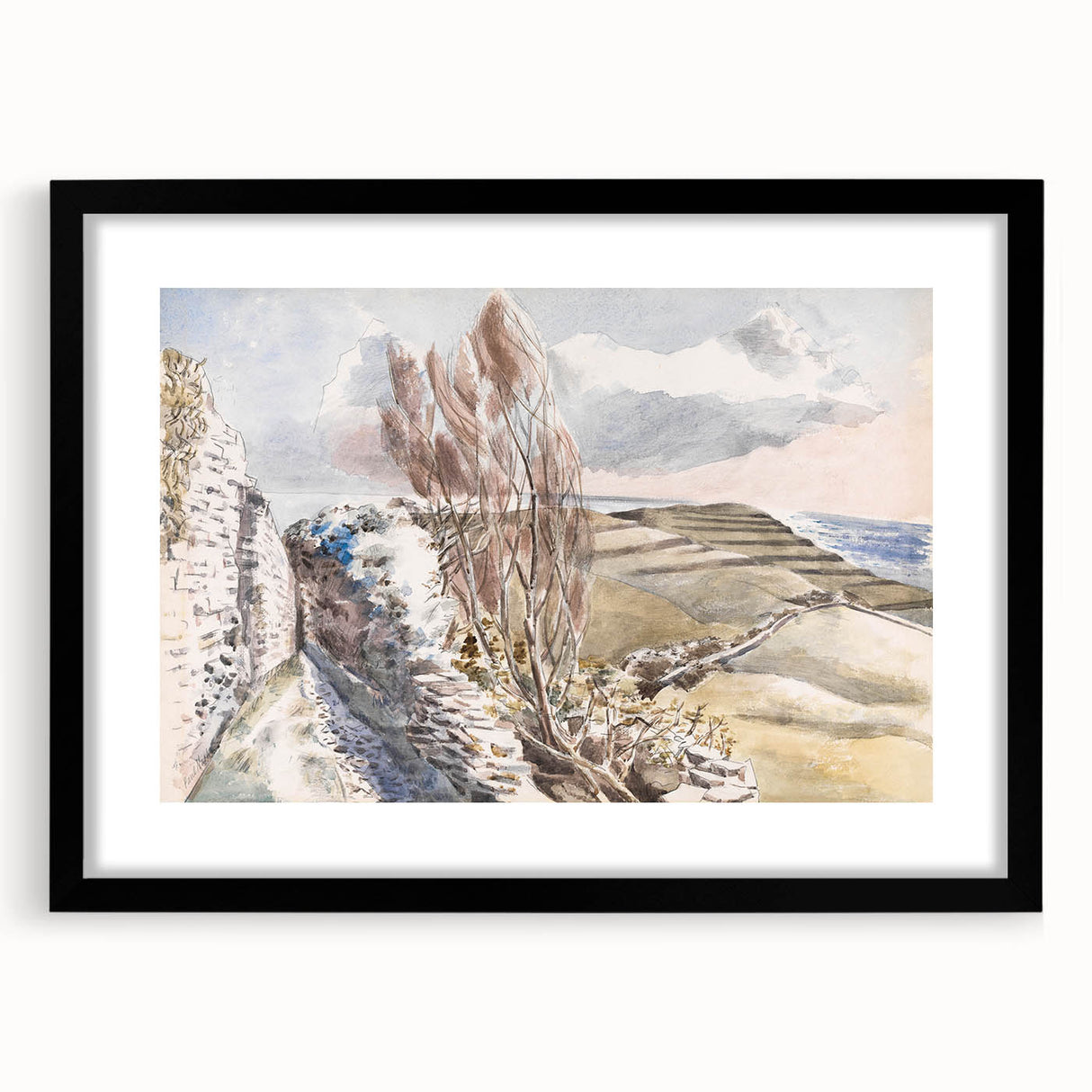 Pastoral Coastal Landscape - Soft Modern Wall Art in Earthy Tones