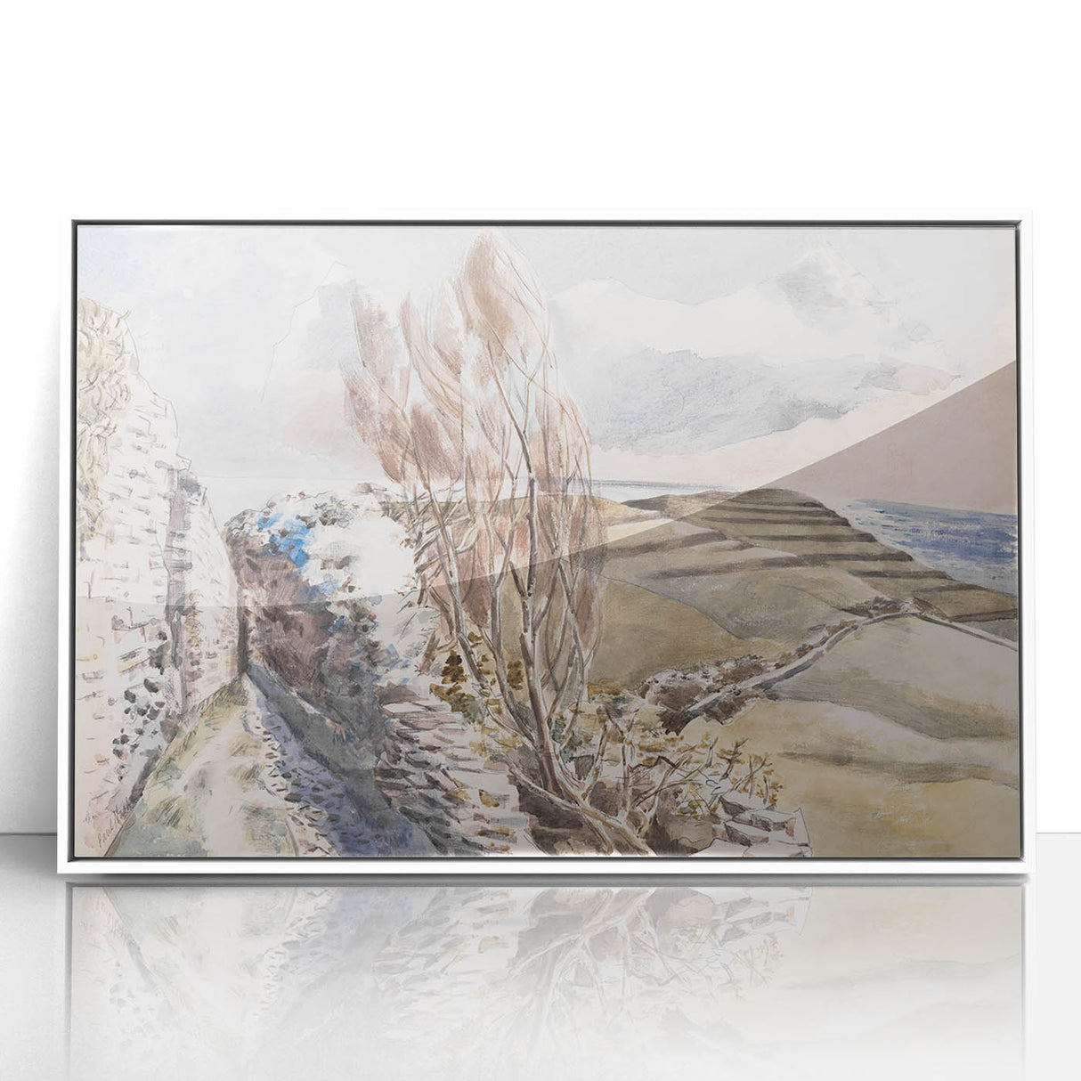 Pastoral Coastal Landscape - Soft Modern Wall Art in Earthy Tones